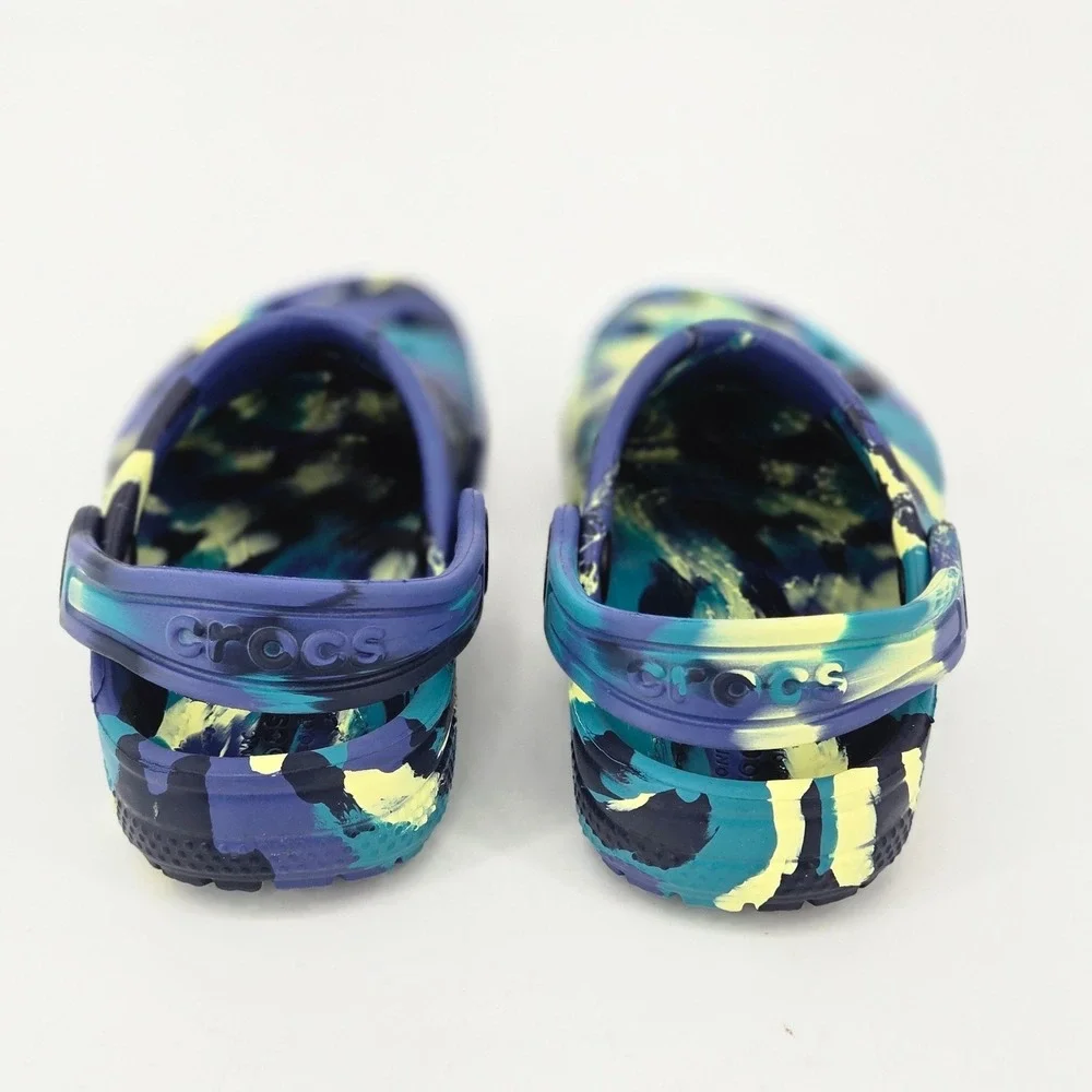 Crocs Classic Marbled Clog Blue Calcite Yellow Citron Comfort Shoes Toddler 7